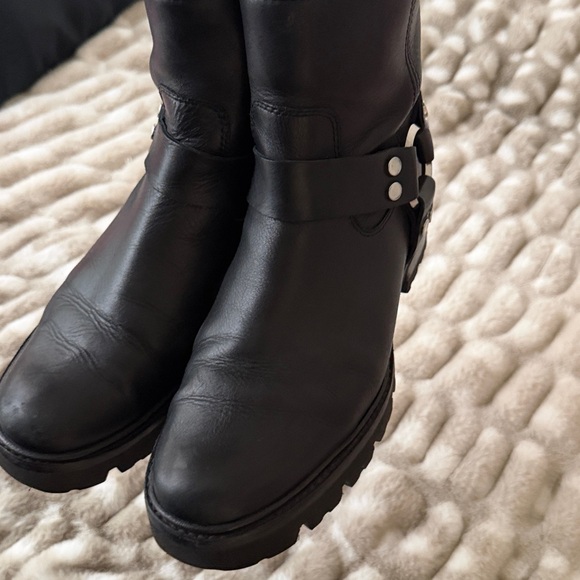 Frye Black Leather Moto Boots - Picture 8 of 9